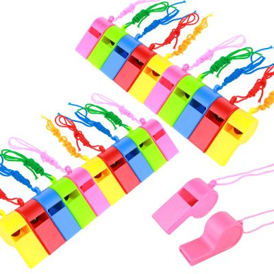Abeillo 24PCS Plastic Sports Whistles Coaches Whistle with Crisp, Whistle with Lanyard for Kids Adult Sports Pet Training Basketball Soccer Emergencies (Random Color)