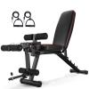 Workout Bench with Leg Extension and Curl Foldable Backrest with 4 Tilting Angles, 2 Elastic Ropes, for Home Gym Strength Training Benches view 1