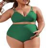 Charmo Maternity Bikini High Waist Swimsuit Women Scallop Trim Pregnancy Bathing Suit Two Piece Swimwear Green S view 1