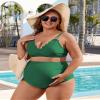 Charmo Maternity Swimsuit Bikini Set Scallop Trim Pregnancy Swimwear High Waist Two Piece Bathing Suit Green M view 4
