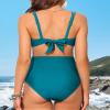 Charmo Scalloped Maternity Bikini Swimsuit Two Piece High Waist Ruched Pregnancy Bathing Suit Cute V Neck Swimwear Peacock Blue L view 3