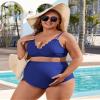 Charmo Maternity Bikini High Waist Swimsuit Women Scallop Trim Pregnancy Bathing Suit Two Piece Swimwear Blue S view 4