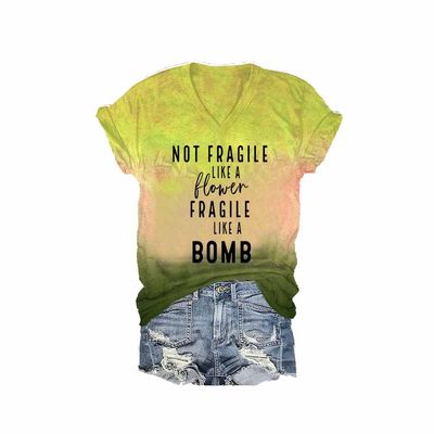 NineFit Basics Not Fragile Like A Flower Fragile Like A Bomb Shirt Not Fragile Like A Flower Tank Inspirational Gifts Fun Positive T-Shirt Fun Plus Size Shirts, X-Large, Yellow
