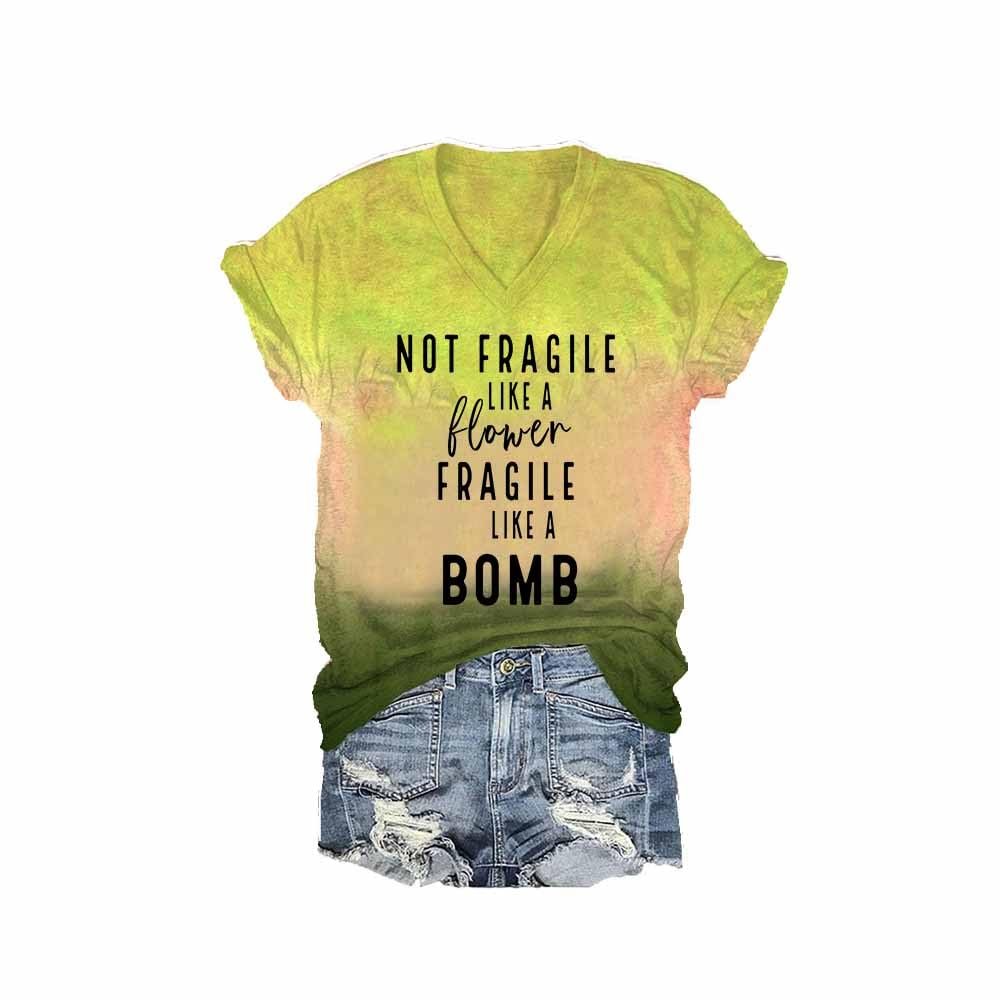 NineFit Basics Not Fragile Like A Flower Fragile Like A Bomb Shirt Not Fragile Like A Flower Tank Inspirational Gifts Fun Positive T-Shirt Fun Plus Size Shirts, X-Large, Yellow