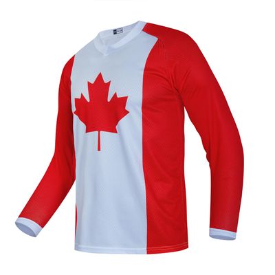 Weimostar Kids Cycling Jersey Long Sleeve Child Boy Girl Motocross T Shirt Mountain Bike Bicycle Clothing Canadian Maple Leaves Size YXS