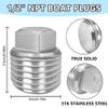 316 Stainless Steel 1/2" NPT Boat Plugs,Solid Boat Drain Plug for Bayliner Four Winns Glastron Larson Sea Ray Starcraft and Many Other Models (1/2" NPT 2 Pack) view 2