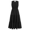 ABEWIP Women Boho Summer Maxi Dress Sleeveless Shirred Chest Tiered Long Beach Casual Sun Dresses Black Shirred Style S view 1