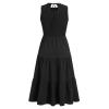 ABEWIP Women Boho Summer Maxi Dress Sleeveless Shirred Chest Tiered Long Beach Casual Sun Dresses Black Shirred Style S view 2