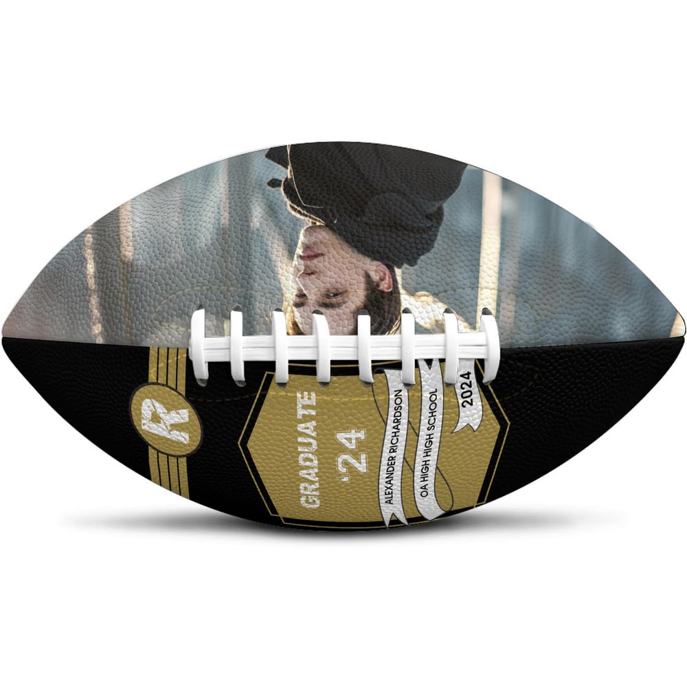 Jaydouble Custom Football College Graduation Gifts Personalized Photo Football Engraved Football Gifts for Coach Graduation Decorations Class of 2024 Graduation Party Favors 2024, Design 12