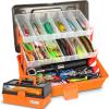 PLUSINNO Large 3 Layers Fishing Tackle Box with Tackle Included, 415Pcs Fishing Lures Kit Contains Pliers, Crankbait, Hooks, Weights & Accessories, Fishing Gear Gifts for Men Starter Kits Bass Trout view 1