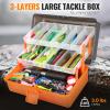 PLUSINNO Large 3 Layers Fishing Tackle Box with Tackle Included, 415Pcs Fishing Lures Kit Contains Pliers, Crankbait, Hooks, Weights & Accessories, Fishing Gear Gifts for Men Starter Kits Bass Trout view 3