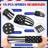 Suhine 18 Pcs Sport Sweatbands Headbands for Men Women Running Workout Headbands Nonslip Sweat Absorbing Sweatband Stretchy Unisex Bandana for Tennis Baseball Football Cycling Yoga(American Flag) view 2