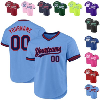 Custom Light Blue Baseball Jerseys Pullover Personalized Softball Shirts Sports Uniform Stitched Name Number Logo for Men Women Youth