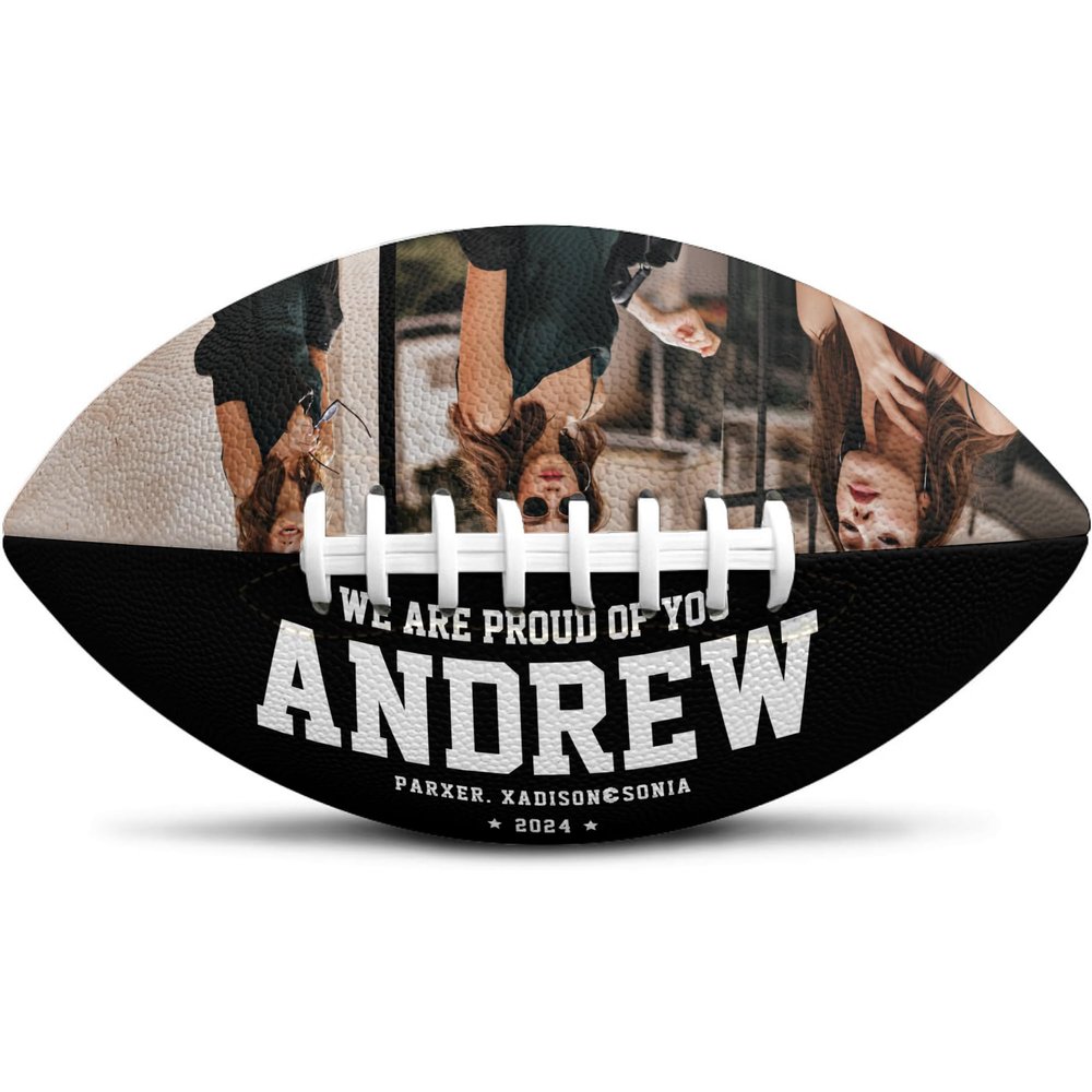 Jaydouble Custom Football College Graduation Gifts Personalized Photo Football Black Engraved Football Gifts for Coach Graduation Decorations Class of 2024 Graduation Party Favors, Design 13
