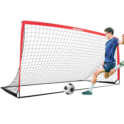 BOHEN 12x6FT/9x5FT/6x4FT Portable Metal Soccer Goal for Backyard with Carry Bag - Fun for Outdoor Indoor Training Games for Kids Adult, for Easy Storage and Transportation (9x5FT, 1 Piece, Red)