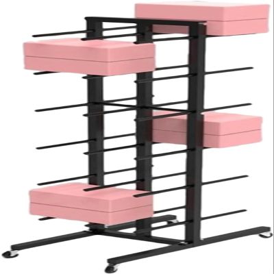 Extra Large Capacity Yoga Blocks Holder Floor Stand, Commercial Double-Sided Display Stand Rack for Yoga Mats/Foam Roller with Wheels (Color : Black, Size : 7 Tier)-1PC-
