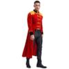 Linjinx Men's Steampunk Retro Long Tailcoat Halloween Circus Ringmaster Costume Velvet Tuxedo Jacket Red XX-Large view 2
