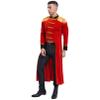 Linjinx Men's Steampunk Retro Long Tailcoat Halloween Circus Ringmaster Costume Velvet Tuxedo Jacket Red XX-Large view 3
