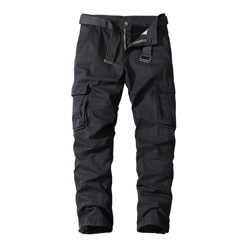 JEsilunmaMY Men's Casual Cotton Straight Cargo Pants Military Army Combat Work Pants Loose Tactical Pants with Multi Pockets (Black,36)