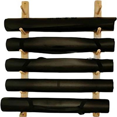 WZUOPG Wall Yoga Mat & Foam Roller Storage Organizer Shelf, Wood Heavy Duty Exercise Mats Display Stand Rack Holder, Indoor/Studio/Yoga Room, Small Space (Size : 6 Tier)-1PC-