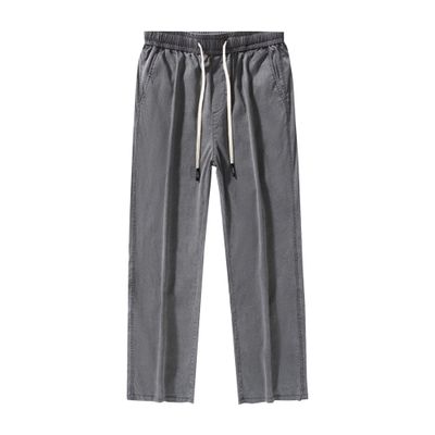 JEsilunmaMY Men's Drawstring Joggers Straight Trousers Relaxed Fit Summer Casual Sweatpants Outdoor Workout Athletic Pants (Grey,3X-Large)