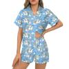 Ysidec Blue Rainbow Unicorn Womens Pajama Sets 2 Piece Short Sleeve Sleepwear Button Down Loungewear 2XL view 1