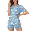 Ysidec Blue Rainbow Unicorn Womens Pajama Sets 2 Piece Short Sleeve Sleepwear Button Down Loungewear 2XL view 2