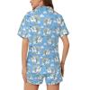 Ysidec Blue Rainbow Unicorn Womens Pajama Sets 2 Piece Short Sleeve Sleepwear Button Down Loungewear 2XL view 4