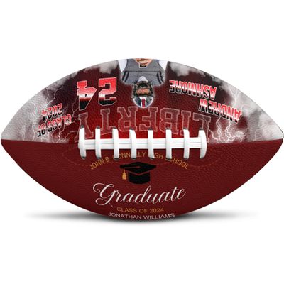 Jaydouble Custom Football College Graduation Gifts Personalized Photo Football Red Engraved Football Gifts for Coach Graduation Decorations Class of 2024 Graduation Party Favors