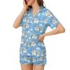 Ysidec Blue Rainbow Unicorn Womens Pajama Sets 2 Piece Short Sleeve Sleepwear Button Down Loungewear S view 3