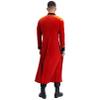 Linjinx Men's Steampunk Retro Long Tailcoat Halloween Circus Ringmaster Costume Velvet Tuxedo Jacket Red X-Large view 4
