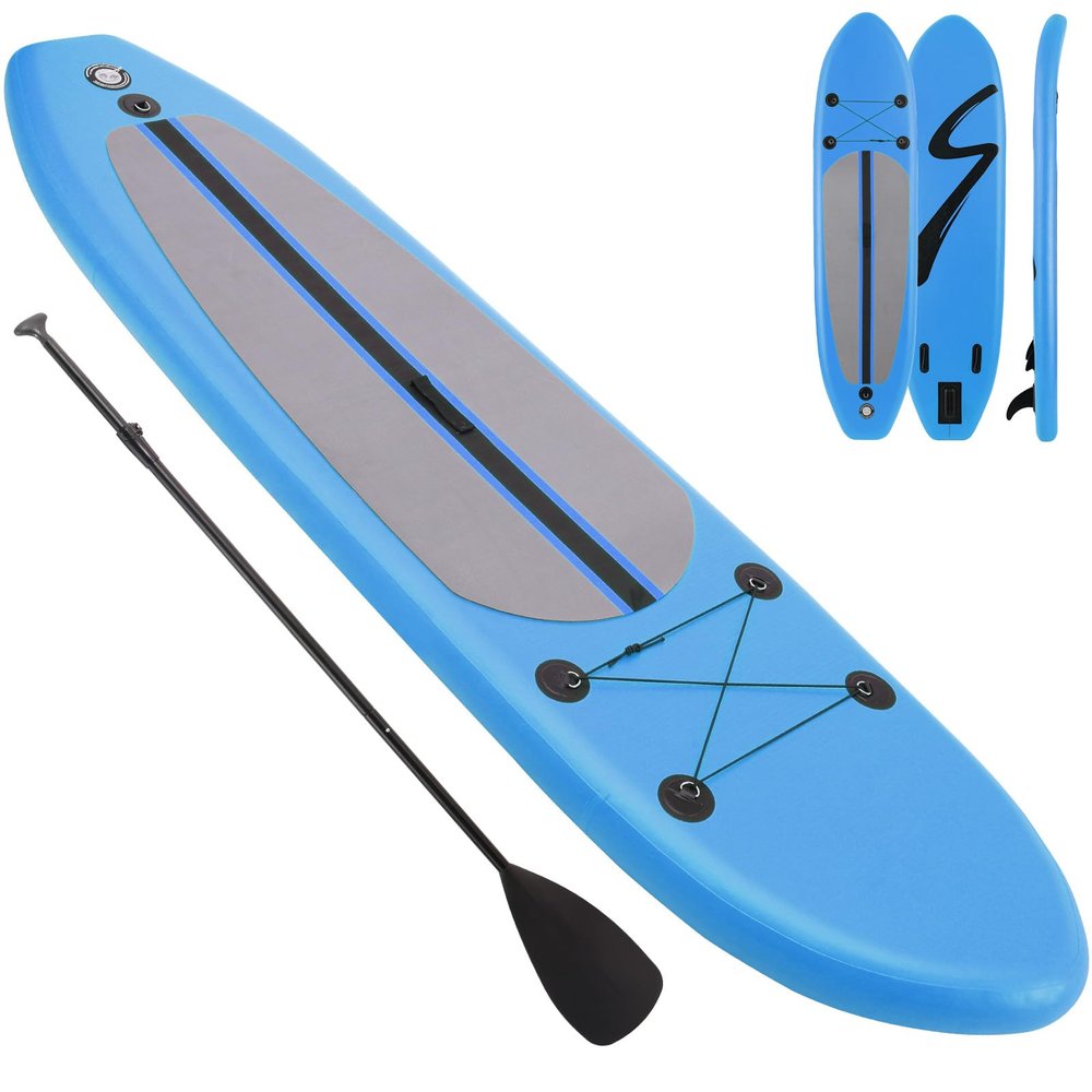 Clevich 10FT Stand Up Paddle Board, Inflatable Paddleboard with SUP Accessories & Carry Bag, Paddle, Hand Pump, Non-Slip Deck, Repair Kit,Leash, 400LBS (Blue)