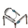 MOUSM Independence Day Western Headstall for Horses, Breast Collar with Silver Stones & Glitter 3D Rose Detailing - Genuine Argentina Cow Leather view 1