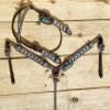 MOUSM Independence Day Western Headstall for Horses, Breast Collar with Silver Stones & Glitter 3D Rose Detailing - Genuine Argentina Cow Leather view 2