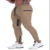 FIRSTGYM Mens Joggers Sweatpants Slim Fit Workout Training Thigh Mesh Gym Jogger Pants with Zipper Pockets Khaki view 2