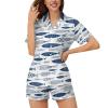Ysidec Japanese Style Fish Womens Pajama Sets 2 Piece Short Sleeve Sleepwear Button Down Loungewear S view 2