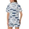 Ysidec Japanese Style Fish Womens Pajama Sets 2 Piece Short Sleeve Sleepwear Button Down Loungewear S view 4