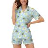 Ysidec Cute Bee Daisy Blue Womens Pajama Sets 2 Piece Short Sleeve Sleepwear Button Down Loungewear L view 2