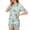 Ysidec Cute Bee Daisy Blue Womens Pajama Sets 2 Piece Short Sleeve Sleepwear Button Down Loungewear L view 3