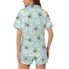 Ysidec Cute Bee Daisy Blue Womens Pajama Sets 2 Piece Short Sleeve Sleepwear Button Down Loungewear L view 4