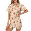 Ysidec Cute Cartoon Foxes Womens Pajama Sets 2 Piece Short Sleeve Sleepwear Button Down Loungewear XL view 1