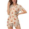 Ysidec Cute Cartoon Foxes Womens Pajama Sets 2 Piece Short Sleeve Sleepwear Button Down Loungewear XL view 2