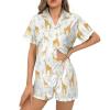 Ysidec Giraffes Leaves Womens Pajama Sets 2 Piece Short Sleeve Sleepwear Button Down Loungewear M view 1
