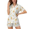 Ysidec Giraffes Leaves Womens Pajama Sets 2 Piece Short Sleeve Sleepwear Button Down Loungewear M view 2