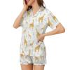 Ysidec Giraffes Leaves Womens Pajama Sets 2 Piece Short Sleeve Sleepwear Button Down Loungewear M view 3