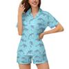 Ysidec Ocean Blue Dolphins Womens Pajama Sets 2 Piece Short Sleeve Sleepwear Button Down Loungewear L view 2