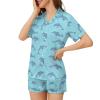 Ysidec Ocean Blue Dolphins Womens Pajama Sets 2 Piece Short Sleeve Sleepwear Button Down Loungewear L view 3