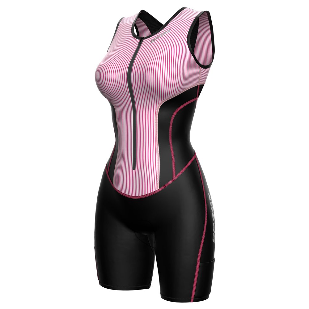 Sparx Women Triathlon Suit Tri Short Racing Cycling Swim Run (Pink Stripe, XL)
