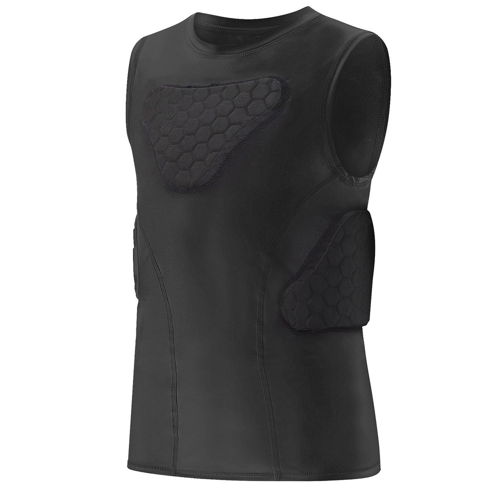 Dialudon Youth Padded Compression Vest Baseball Chest Protector Vest 4-Pads for Paintball Baseball Football Basketball Lacrosse