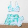 KAGAYD Kids Child Girls 3-Pieces Swimsuits Bathing Suit Flower Print Bikini Tops Underpants Skirt (a-Green, 7-8 Years) view 3